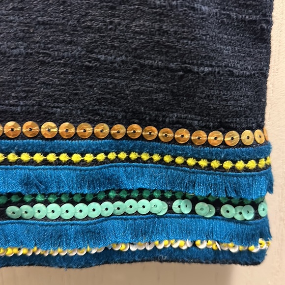 Talbots Womens Pencil Skirt SZ 8 Navy Blue Sequin Fringe Embellished Knee Length - Picture 13 of 13